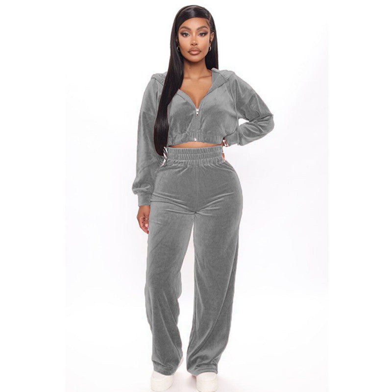 Valentina Velvet Two Piece Hooded Set