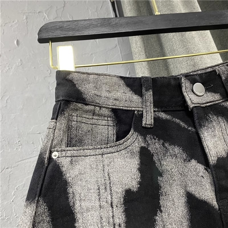 Drippy Jade Jean Skirt